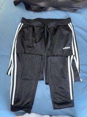 adidas Black Joggers with White Three-Stripes